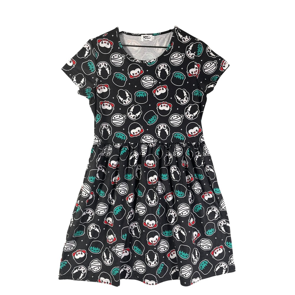 Em and Sprout Girls 10 12 Monster Print Black Skater Dress Halloween
Kawaii